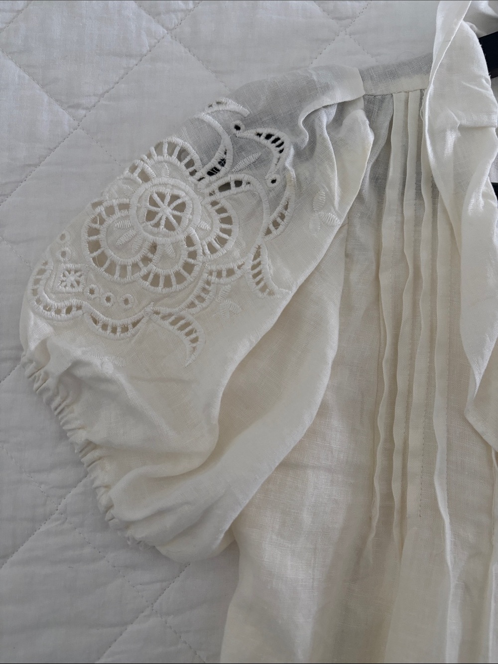 Ivory Ruffled Linen Blouse - Picture 2 of 4